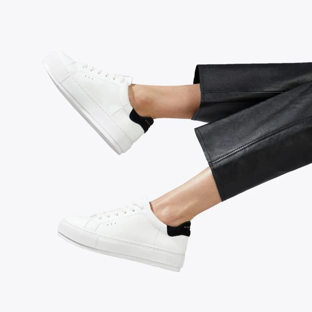 KURT GEIGER London Laney White Low-Top Leather Sneakers Suede Black Back Size 39
